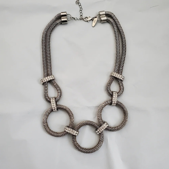Women's New York & Company Silver 3 Ring Statement Necklace - Picture 6 of 12